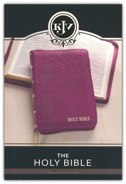 KJV Compact Bible--soft leather-look, merlot with zipper