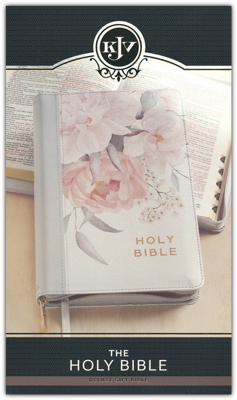 KJV Gift Bible, Deluxe--soft leather-look, floral print with zipper
