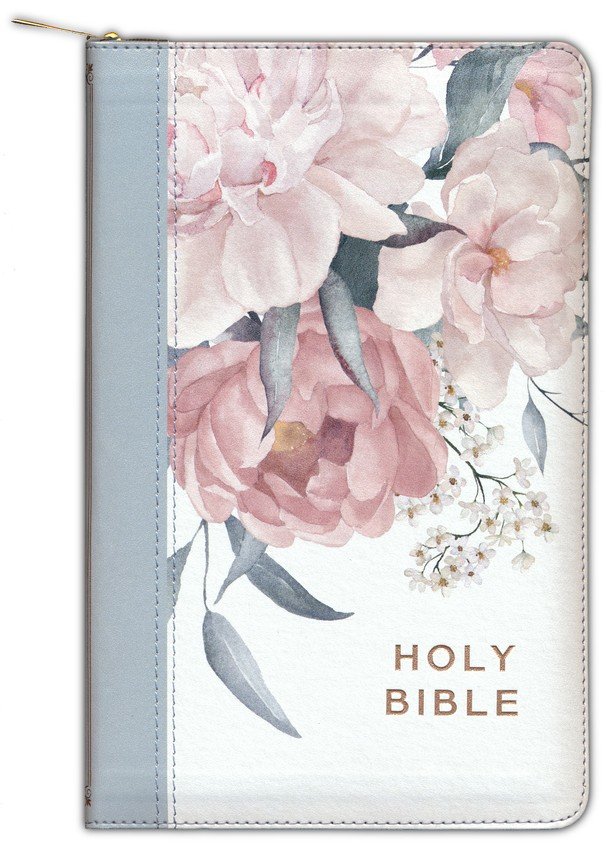 KJV Gift Bible, Deluxe--soft leather-look, floral print with zipper - Image 2