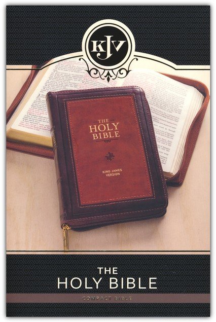 KJV Compact Bible--soft leather-look, burgundy/brown with zipper