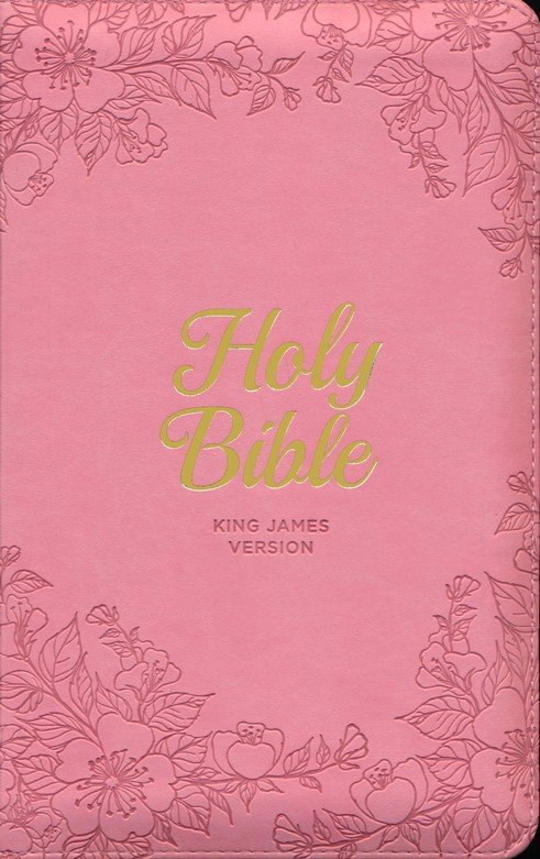 KJV Deluxe Gift Bible--soft leather-look, pink (indexed) with zipper - Image 2
