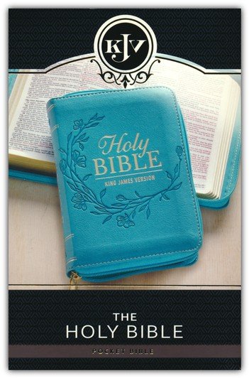 KJV Pocket Bible--soft leather-look, teal with zipper