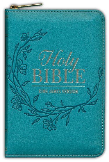 KJV Pocket Bible--soft leather-look, teal with zipper - Image 2